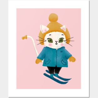 Cute Skiing Cat Posters and Art